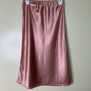 Satin silk midi skirt